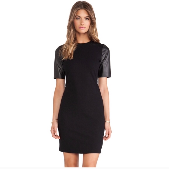 Vince Dresses & Skirts - Vince Black Leather Sleeve Dress sz 12.